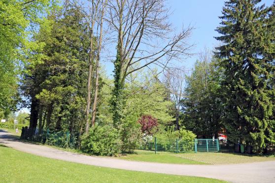 Der Bauplatz für das neue Pfarrheim zwischen Kirche und Kindergarten FOTO: ANDREAS DUNKER