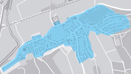 Das geplante Verbreitungsgebiet für das Glasfaser-Netz in Echthausen (hier blau markiert). GRAFIK: DEUTSCHE GLASFASER