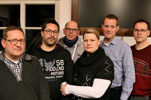 Geschäftsführender Vorstand und gewählte Beiratsmitglieder des Fördervereins Dorf Wiehagen (2018): Kassierer Heinz-Bernd Luig, Beisitzer André Steffen, Zweiter Vorsitzender Frank Baumüller, Schriftführerin Donata Vielhaber, Erster Vorsitzender Markus Wrede und Beisitzer Ulrich Moors (von links) – Auf dem Bild fehlt: Beisitzerin Brigitta Arndt FOTO: ANDREAS DUNKER