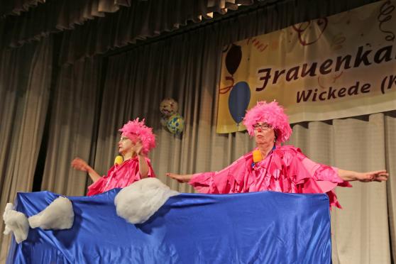 Etwas flatterhaft erschienen die rosa-roten Flugenten mit Flugangst. FOTO: ANDREAS DUNKER