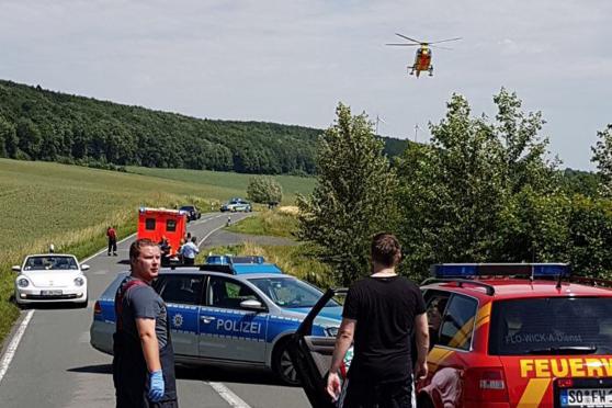 Motorradunfall zwischen Wickede und Waltringen FOTO: FEUERWEHR