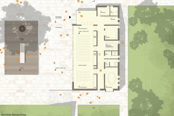 Grundriss vom Obergeschoss des Pfarrheims Wickede (Ruhr) 
