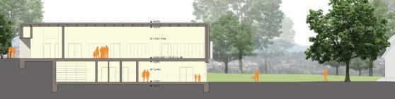 Schnitt des Pfarrheims Wickede (Ruhr)