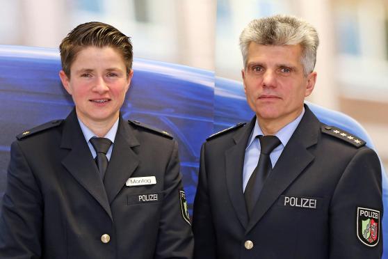 Direktionsleiterin Kerstin Montag und Hauptkommissar Frank Meiske von der Pressestelle der Polizei FOTO: ANDREAS DUNKER