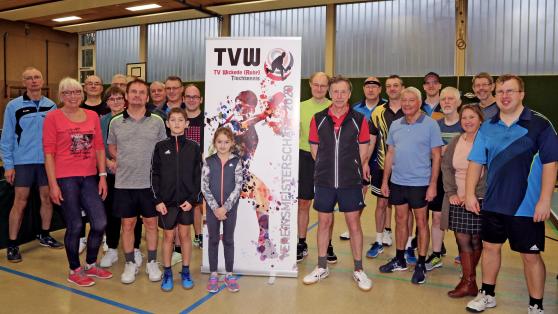 Teilnehmer der Vereinsmeisterschaft der Tischtennis-Abteilung des Turnvereins (TV) Wickede (Ruhr) FOTO: ANDREAS DUNKER