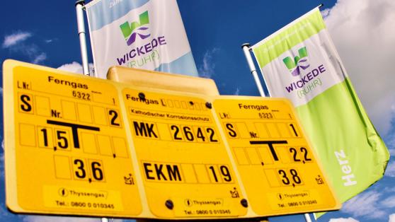 Hinweisschilder auf Ferngasleitungen in Wickede FOTO: ANDREAS DUNKER