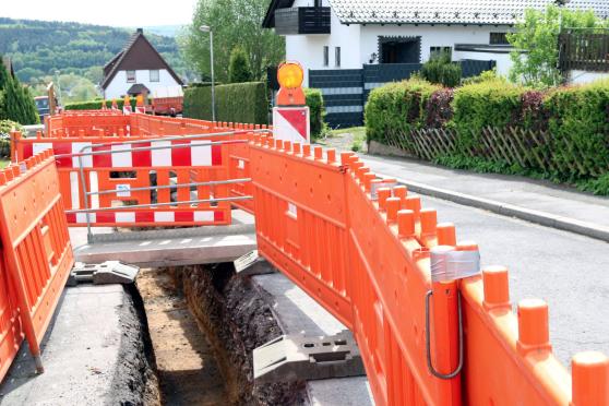 Baustelle in der Straße „Am Spring“ FOTO: ANDREAS DUNKER