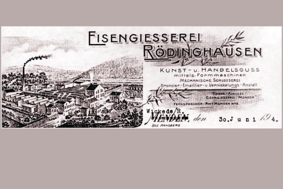 Historischer Briefbogen der Eisengiesserei Rödinghausen in Menden
QUELLE: ARCHIV DES VEREINS FÜR GESCHICHTE UND HEIMATPFLEGE DER GEMEINDE WICKEDE (RUHR)