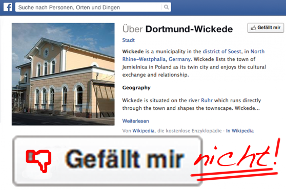 Facebook-Verwechselung zwischen Wickede (Ruhr) und Dortmund-Wickede SCREENSHOT / MONTAGE: ANDREAS DUNKER