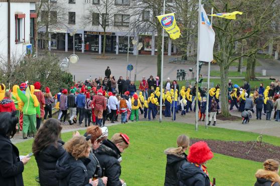 Narrenfreiheit: Private Polonaise statt offiziellem Umzug durchs Dorf FOTO: ANDREAS DUNKER